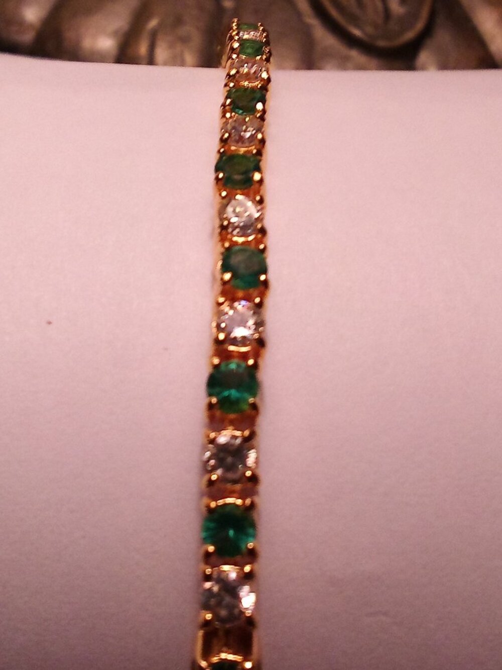 Gold tone over sterling silver CZ bracelet
